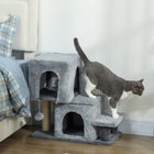 PawHut 4-Step Pet Stairs with Scratching Posts - Grey-Adjustable 3 or 4 steps design easily matches your bed or sofa 