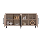 Manhattan Comfort Jodie 64.6" Mid-Century Modern Sideboard - Whitewashed Oak-30 Day Limited Manufacturer's Warranty