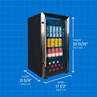 Danby 3.1 cu. ft. Free-Standing Beverage Center - Stainless Steel-Compact Design : 3.1 cubic foot mini bar fridge , tempered glass door with stainless steel frame