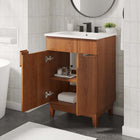 Modway Miles 24" Bathroom Vanity - White/Walnut-Ceramic Sink Basin