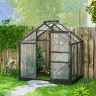 Outsunny Polycarbonate Greenhouse - 6' x 4' x 6.6' - Grey- A sliding door makes access to plants easy and allows you to walk in with equipment
 