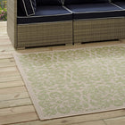 Modway Ariana Vintage Floral Trellis Indoor/Outdoor Area Rug - 9 ft W x 12 ft L - Light Green/Beige-100% Soft Polypropylene