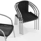 Flash Furniture Rattan Indoor-Outdoor Restaurant Stack Chair, Black, 4 Pack (4-TLH-020-BK-GG)-Aluminum Frame