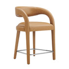 Modway Pinnacle Vegan Leather Counter Stool - Tan Silver - Set of 2-Assembly Required