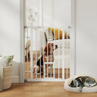 PawHut 36" Pet Gate with Walk Through Door - White-This safety gate for stairs allows the door can swing in both directions