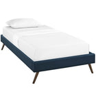 Modway Helen Fabric Twin Bed Frame with Round Splayed Legs - Azure-Center Rail with Support Two Legs