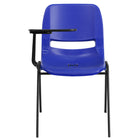 Flash Furniture Ergonomic Shell Chair with Right Handed Flip-Up Tablet Arm - Blue-Right Handed Plastic Tablet Arm with pencil groove