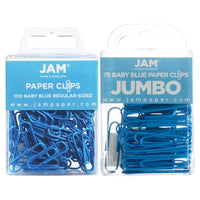 JAM Paper Combo Pack Colourful Paper Clips - Standard & Jumbo - Baby Blue - 100 Pack & 75 Pack -Colour: Baby Blue