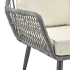 Manhattan Comfort Portofino Modern Patio 4-Person Conversation 4-Piece Set with Coffee Table - Grey/Cream-Frame Made of Steel Wrapped in PVC Rattan Perfect for Outdoor Weather