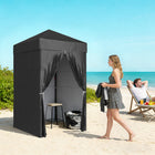 Outsunny 4 ft W x 4 ft L Compact Pop Up Canopy Tent - UPF50+ Portable Privacy Canopy - Black-Fire-resistant 210D Oxford fabric with silver and PU double coating, providing UPF50+ sun protection