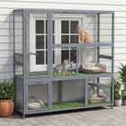 PawHut Catio Outdoor Cat Enclosure - 77" H - Wooden with Roof-A fir wood frame and waterproof roof provide an all-weather shelter

