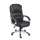 Nicer Furniture High Back PU Leather Executive Chair - Black-Ergonomically designed executive office chair with built-in lumbar support and paddle adjustable pneumatic seat height adjustment