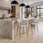 Zuo Limay Counter Stool - Beige/Walnut-Assembly required
