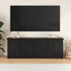 Hudson&Canal Thornwell TV Stand for TV's up to 78" - Black Grain-Constructed of sturdy MDF materials in a wood-look black grain finish