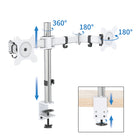 ShoppingAll Dual Monitor Mount Stand with Adjustable Arm for 13"-32" Monitors - White-This fully adjustable desk mount can be fixed by C-clamp or grommet installation on any working surface
