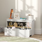 Qaba Kids Bookshelf with 2 Drawers - White-Includes a shelf and two drawers for organized storage

