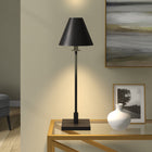 Hudson&Canal Clement 28" Tall Table Lamp with Metal Shade - Blackened Bronze/Blackened Bronze-Rated for one 4W type B or T LED bulb with E12 (small size) base, Bulb not included