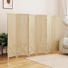 HOMCOM 6 Panel Freestanding Room Divider with Pegboard Display for Home Office - Natural Wood-Solid wood frame ensures durability and stability 
