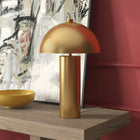 Hudson&Canal York 15" Tall Table Lamp with Metal Shade - Brass/Brass-Handcrafted brass finish is applied to the candlestick metal base