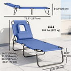 Outsunny Adjustable Outdoor Lounge Chair with Face Hole and Pillow - Blue-Removable face and chest pillows provide maximum face-down support