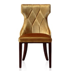 Manhattan Comfort Reine 19.7" Traditional Velvet Upholstered Dining Chairs - Antique Gold and Walnut - Set of 2-Elegant Diamond Stitching