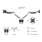 ShoppingAll Adjustable Dual Gas Spring Arm Monitor Desk Mount Stand - White-8
