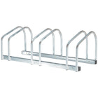 HOMCOM 3-Bike Bicycle Floor Parking Rack for Indoor and Outdoor Use - Silver-Made from heavy duty steel for long term durability