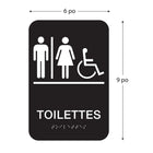 Cosco ADA Restroom Wheelchair Accessible Indoor Wall Sign - 6" x 9" - Black & White - French Text-The black and white design provides strong contrast for easy readability in a variety of indoor environments