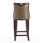 Manhattan Comfort Emperor 19" Traditional Faux Leather Upholstered Bar Stool - Bronze and Walnut - 2 Pack-22.5" L x 21" W x 41" H