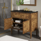 Modway Elysian 36" Wood Bathroom Vanity - Black/Brown-Concealed Kitchen Hinges