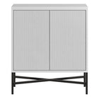 Hudson&Canal Brighton 28"W Accent Cabinet - White-Features two textured PVC swing-out doors, adjustable center shelf, and a cable management cut-out