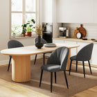 HOMCOM Dining Chairs with Metal Legs for Kitchen - Charcoal Grey - Set of 4-Velvet-feel linen-look fabric offers comfort for extended sitting