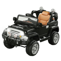 Aosom 12V Kids Electric Ride-On Jeep with Remote Control - Black-Operated by foot pedal and steering wheels for 3-6 years old child 