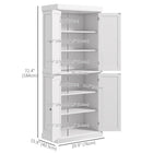 HOMCOM 72.5" H Freestanding 4-Door Kitchen Pantry Cabinet with Shelves - White-Magnetic doors with round handles make it easy opening and closing 