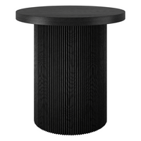 Hudson&Canal Isa 22" Wide Round Fluted Side Table - Black Grain-A modern yet classic Scandanavian design for your living room, den, and more