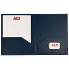 JAM Paper Heavy Duty Plastic Two-Pocket School Folders - Navy Blue - 6 Pack-Size: 9.5 x 11.625 inches | Easily fits 8.5" x 11" documents