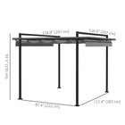 Outsunny Pergola with Retractable Canopy, Garden Gazebo Shelter - 10' x 10'-Ground stakes and expansion screws included to pin to the ground 
