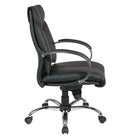 ProLine Deluxe Mid Back Executive Leather Chair, Black-Contour Seat and Back with Built-in Lumbar Support