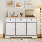 HOMCOM 46.5" Farmhouse Sideboard Buffet Cabinet with Barn Doors & Storage - White-Works as TV stand, coffee bar cabinet, living room cabinet, dining buffet or entryway cabinet