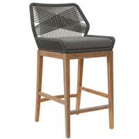 Modway Wellspring Outdoor Patio Teak Wood Bar Stool - Gray Graphite-Outdoor Patio Bar Stool