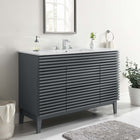 Modway Render 48" Single Sink Bathroom Vanity - Grey/White-Walnut Grain Vanity
