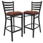 Flash Furniture HERCULES Series Black Ladder Back Metal Restaurant Barstool - Burgundy Vinyl Seat - 2 Pack-Set of 2 Metal Dining Bar Stools