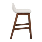 Modway Juno Wood Counter Stool - Ivory Fabric - Set of 2-Footrests & Backrests
