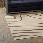 Modway Surge Swirl Abstract Indoor/Outdoor Area Rug - 5 ft W x 8 ft L - Light/Dark Beige-Gripping Rubber Underside 