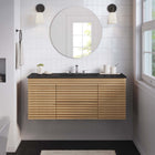 Modway Render 48" Wall-Mount Bathroom Vanity - Oak/Black-MDF and Particleboard