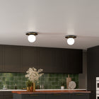 Hudson&Canal Amma 12" Wide Flush Mount with Glass Shade - Blackened Bronze/White-Mounting hardware included