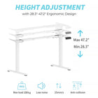ShoppingAll Dual Motor Height Adjustable Electric Standing Desk Frame - White-The width of the desk frame can be adjusted between 112cm-165cm / 44-64.9" to accommodate for tabletops size 120cm-180cm / 47-70.9" in length and 50cm-100cm / 19.9-39.3"in width (Tabletop sold separately)