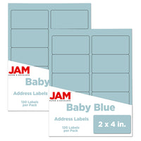 JAM Paper Mailing Address Labels, 2 x 4, Baby Blue, 2 sets of 120 (4052896g)-Baby blue