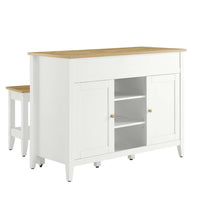 Modway Garland 3-Piece Kitchen Island and Stool Set - Oak White-Timeless Kitchen Island Set