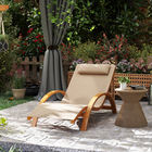 Outsunny Outdoor Lounge Chair - Garden Sun Lounger with Headrest - Khaki-Breathable mesh cloth fabric keeps you cool and well ventilated